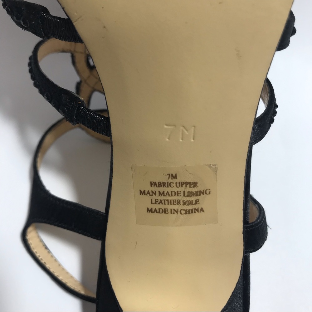 Alex Marie Giani Black Satin and Rhinestone Studded Strappy Sandals - Picture 11 of 16